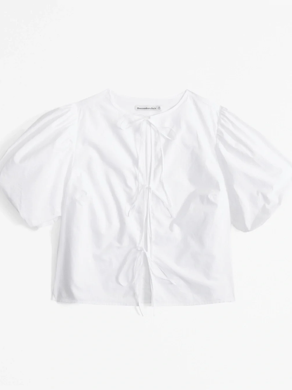 NWT Abercrombie & Fitch White Puff-Sleeve Tie Front Blouse